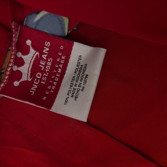 JNCO JEANS Shirt Men's Size L Red Black Button-Up Short Sleeve DRagon wrap aroun - Picture 6 of 11